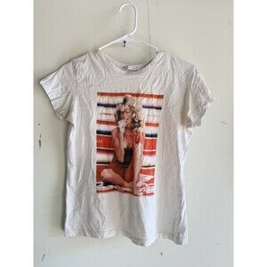 ZARA Farrah Fawcett 1976 Poster Graphic Tee Womens Small White T-Shirt